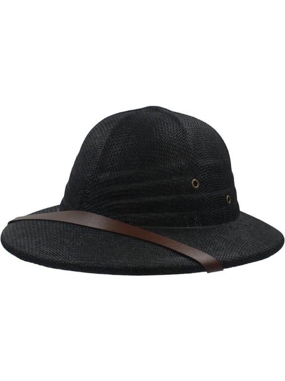 Straw Helmet Pith Sun Hat For Men Women Pith Helmet Hat Summer Hat Jungle Miners Cap