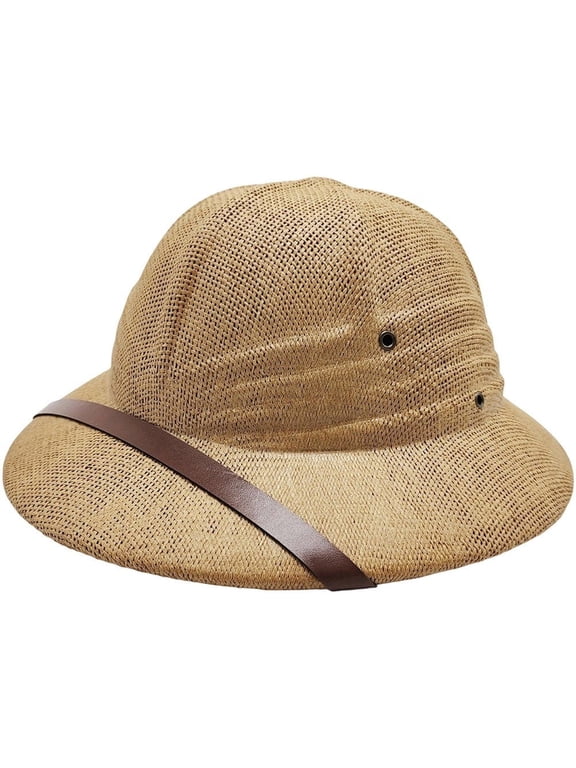 Straw Helmet Pith Sun Hat For Men Women Pith Helmet Hat Summer Hat Jungle Miners Cap