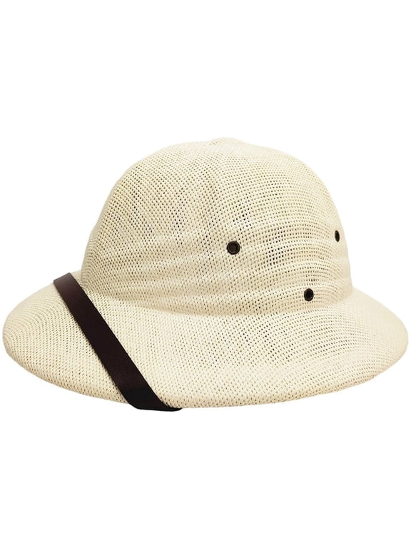 Straw Helmet Pith Sun Hat For Men Women Pith Helmet Hat Summer Hat Vietnam War Army Hat Jungle Miners Cap