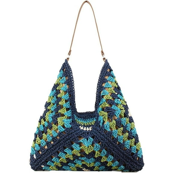Straw Hobo Bag for Women Tote Bag Summer Vacation Beach Handbags Boho Bohemian Style Shoulder Purse