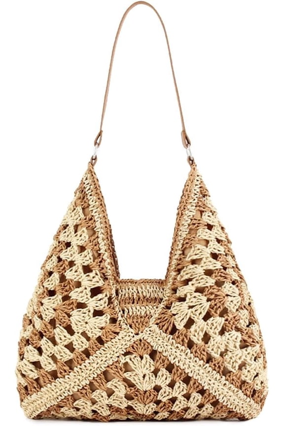 Straw Hobo Bag for Women Tote Bag Summer Vacation Beach Handbags Boho Bohemian Style Shoulder Purse