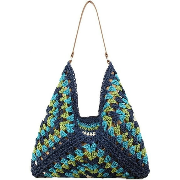 Straw Hobo Bag for Women Tote Bag Summer Vacation Beach Handbags Boho Bohemian Style Shoulder Purse