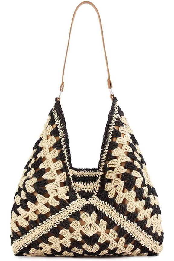 Straw Hobo Bag for Women Tote Bag Summer Vacation Beach Handbags Boho Bohemian Style Shoulder Purse