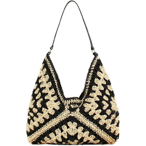 Straw Hobo Bag for Women Tote Bag Summer Vacation Beach Handbags Boho Bohemian Style Shoulder Purse