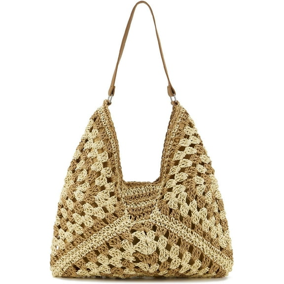 Straw Hobo Bags for Women - Summer Beach & Everyday Tote Shoulder Bags - Vintage Handmade Woven Handbags