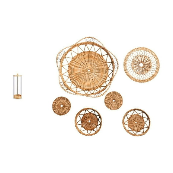 Straw Holder Acrylic Straw Dispenser Wall Art Rattan Woven Decor Lightweight Storage for Living Room Kitchen Bar