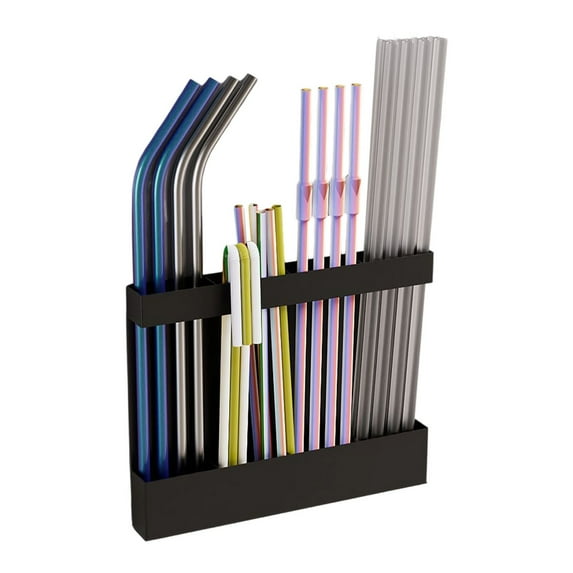 Straw Holder for Cabinet,Cabinet Straw Holder Organizer,Straw Dispenser,Straw Organizer for Cabinet with Magnetic Stickers & Adhesive,Straw not included(Black 8*6*1in)from ANMUYUM