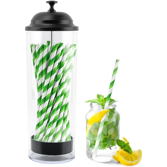 Straw Holder, Clear Drinking Straw Organizer, Stra-w Container, Plastic Straws Dispenser for Counter with Lid, Holds Straws up to 8.5 Inch, Stra-w Not Include(COLOR:Clear)