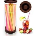 thumbnail image 1 of Straw Holder Dispenser for Counter,10-Inch Drinking Straw Dispenser with 100 Straws,Acrylic Straws Organizer with Bamboo Lid,Transparent Straw Storage Container for Kitchen,Pencils and Silverware, 1 of 14