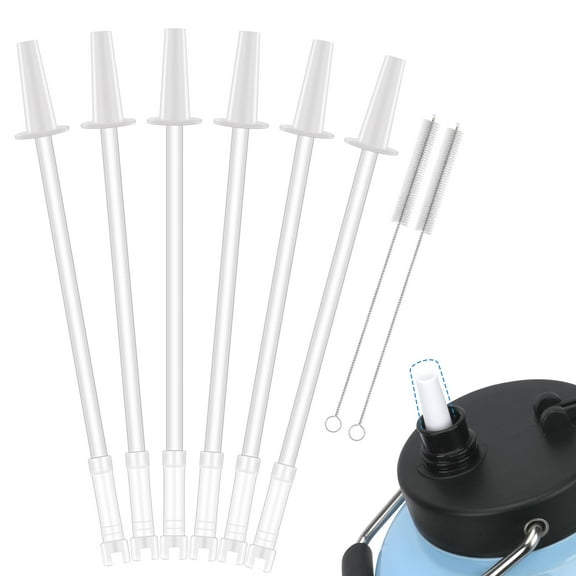 Straw Kit for RTIC Jugs - Reusable BPA Free 6 Pack Straw Adapter Kit Includes Cleaning Brush Food-Grade Accessories Compatible with RTIC Water Bottle One Gallon
