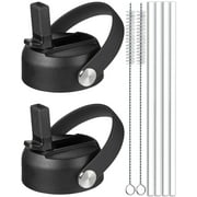 Straw Lid for Hydro Flask Wide Mouth 32 40 oz, Straw Lids with Flexible Handle and Straws compatible with Hydro Flask, Replacement Sports Flex Cap Wide Mouth Top 32 40 oz2PCS