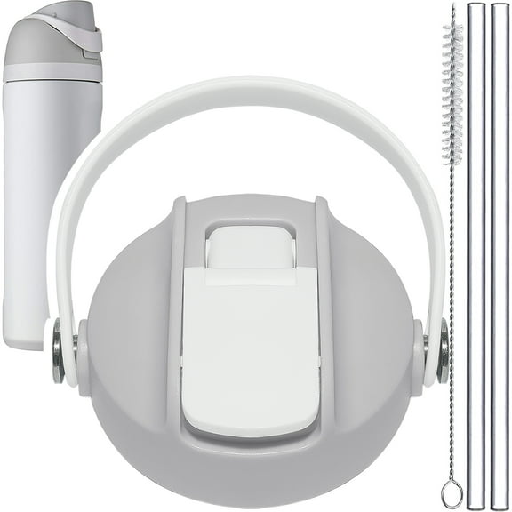 Straw Lid for Owala Freesip 24 oz 32oz 40 oz, Replacement Lid Accessories with Portable Flex Handle Cap for Owala Cup Water Bottle, Top Detachable Gasket Easy to Clean, BPA free,Gray