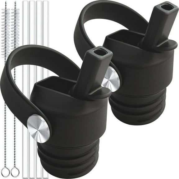 Straw Lid for Flask Standard Mouth, Flex Handle Lid with Straws for Flask 12 oz 18 oz 21 oz 24 oz Sports Water Bottle Straw Lid Top Cap Replacement