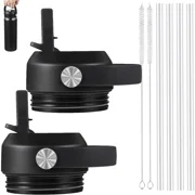 Straw Lids for YETI Rambler Bottle 12 18 26 36 68 oz, Rubber Coated Bite Valve Flexible Handle Lid for Yeti Straw Lid or Chug Cap Top Replacement Water Bottle Accessories