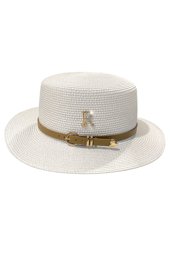 Straw Panama Hat Straw Flat Hat For Women Sunhat Wide Brim Straw Hat Sunscreens Hat Hat Pork Pie Hat