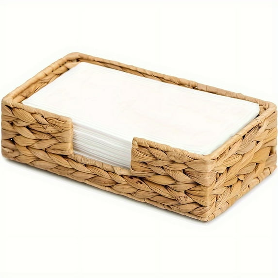 Straw Paper Towel Basket, Straw Paper Towel Basket Water Hyacinth Grass Woven Tissue Box Tabletop napkin organizer, home decor, bathroom accessories