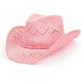 thumbnail image 1 of Straw Pink Cowgirl Hat for Women, Shapeable, Spring and Summer Pink Cowboy Hat, 1 of 8