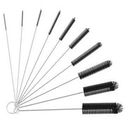 Straw Pipe Cleaner Brush Set,Small Cleaning Brushes for Small Spaces,Test Tube Brush Set,Stainless Steel Straw Cleaner Brush Set,Black