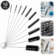 Straw Pipe Cleaner Brush Set,Small Cleaning Brushes for Small Spaces,Test Tube Brush Set,Stainless Steel Straw Cleaner Brush Set,Black