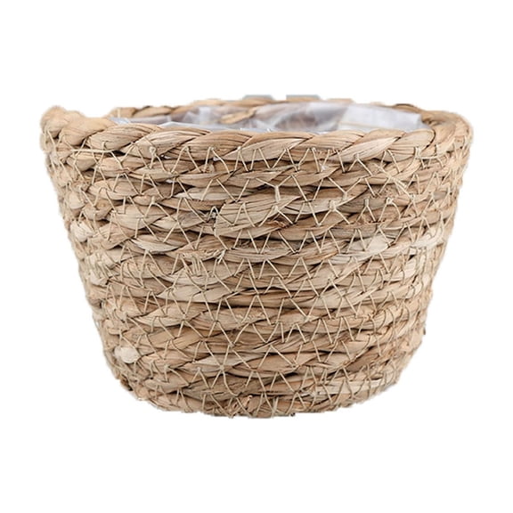 Straw Plant Baskets Indoor Rattan Woven Flower Baskets, Hand Woven Planter Straw Bonsai Container for Indoor Outdoor Boho Home Farmhouse Floor Potted Pots Decor