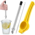 thumbnail image 1 of Straw Puncher Lemon Squeezer Set Straw Hole Puncher for Plastic Lids Lemonade Hand Juicer Lemon for Squeezed Fresh Lemonade Stand Supplies Cafe Drinks Container, 1 of 5