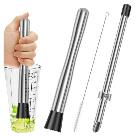 Straw Puncher and Muddler for Lemonade Stainless Steel Straw Hole Puncher Versatile Punching Tools Muddler for Coffee Shop Lemonade Stand Home