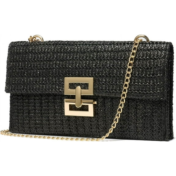 Straw Purse Woven Bag Beach Summer Straw Clutch Boho Crossbody Bag Women's Small Raffia Shoulder Bag