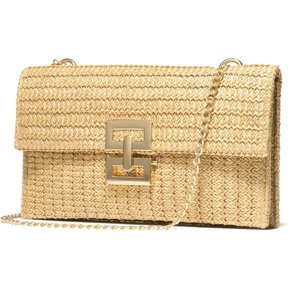 Straw Purse Woven Bag Beach Summer Straw Clutch Boho Crossbody Bag Women's Small Raffia Shoulder Bag