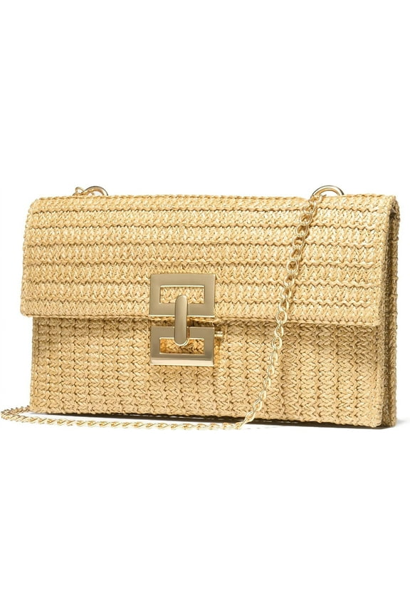 Straw Purse Woven Beach Bag Summer Clutch Purse Boho Crossbody Bags for Women Small Raffia Shoulder Bag