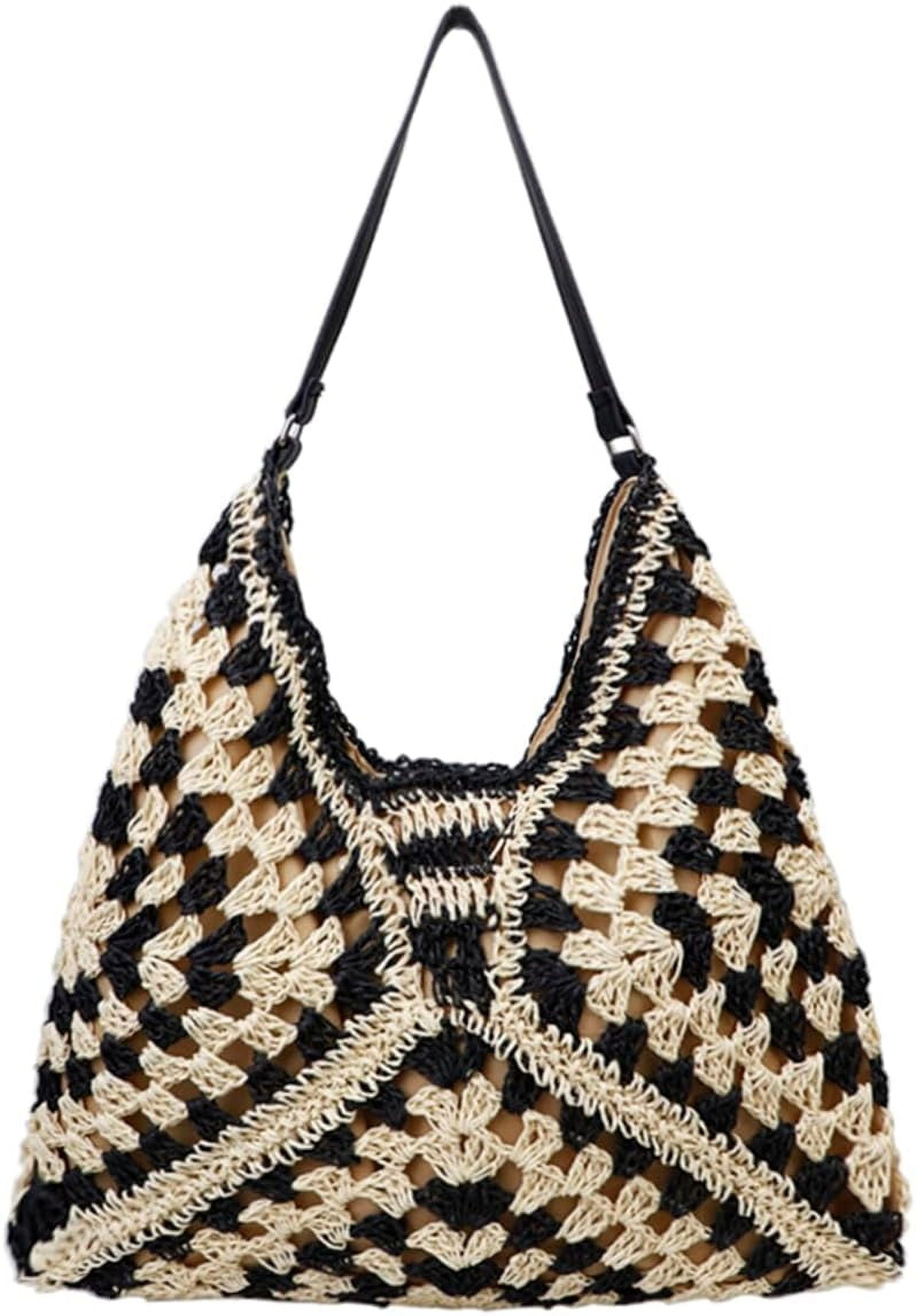 Straw Purses for Women 2024 Summer Purses Large Straw Beach Bag Woven Tote Bag Hobo Purse Shoulder Handbags