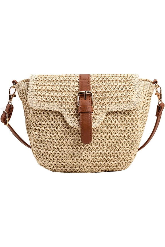 Straw Purses for Women, Summer Straw Crossbody Bag Purses Woven Straw Beach Bag for Vacation