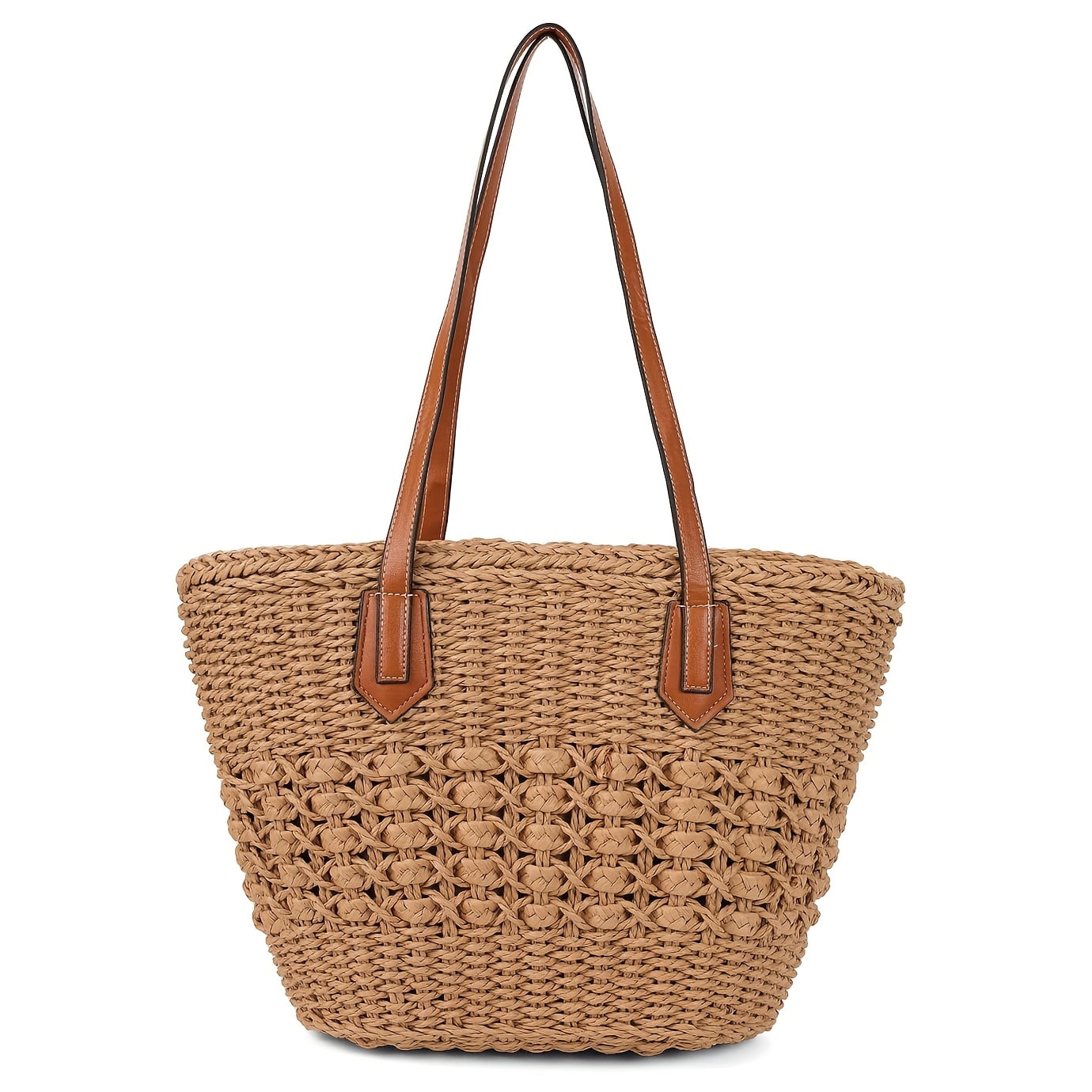 [Straw Rattan Bag] Large Straw Rattan Woven Women's Shoulder Bag ...