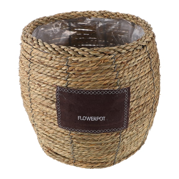Straw Round Basket Garden Planter Woven Storage Basket Wicker Planter Decorative Plant Pot For Indoor Outdoor Plants