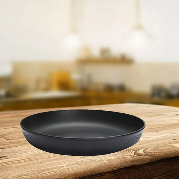 Straw Round Tray, Household Vertical Pattern, For Spaghetti Fruit Snack Dessert, Plastic, Non-Slip Grooves, Lightweight, Multi-Scene Use, Easy To Clean