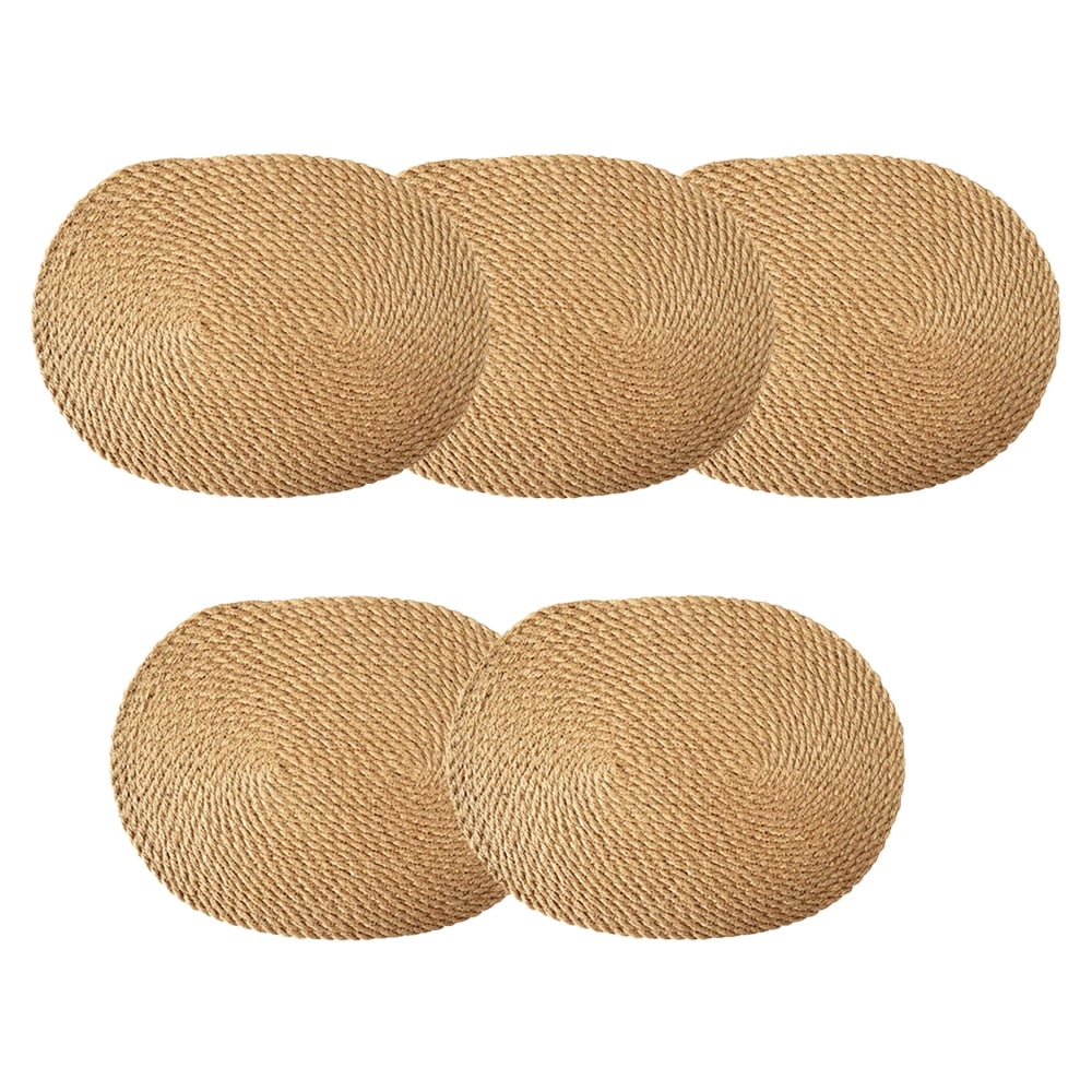 Straw Round Woven Placemats for Dining Table, Rattan Table Mats
