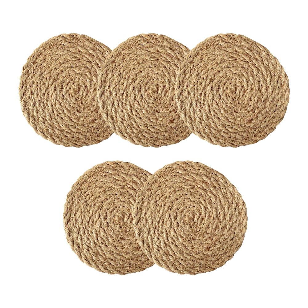 Straw Round Woven Placemats for Dining Table, Rattan Table Mats