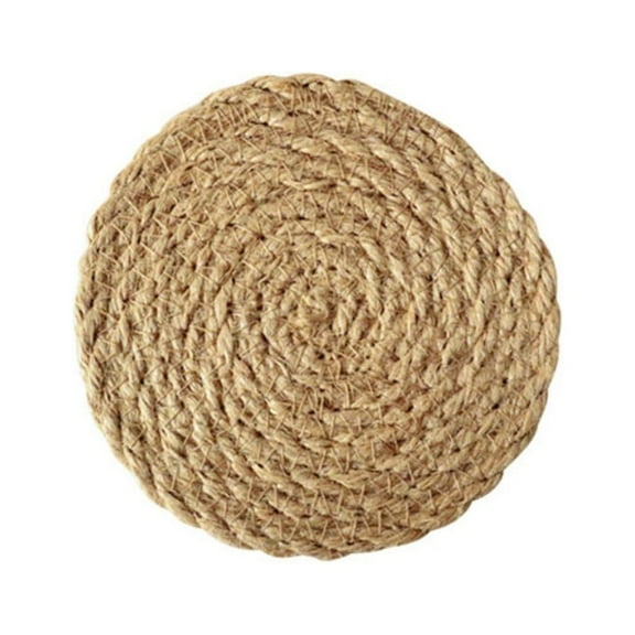 Straw Round Woven Placemats for Dining Table, Rattan Table Mats, Natural Straw Mat Braided, Weave Placemats Handmade, Dia 4.3", Single