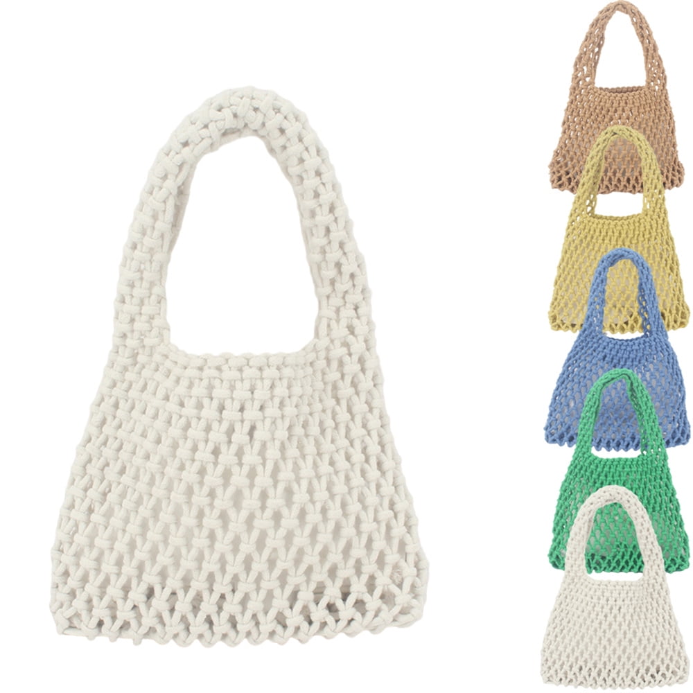 Soft Straw Shoulder Bag Boho Straw Handle Tote Retro Summer Beach Bag