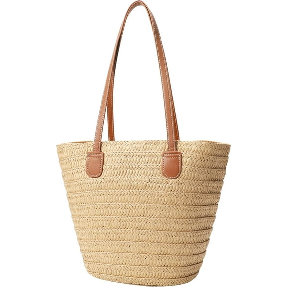 Straw Shoulder Bag Summer Large Beach Bag for Women Woven Straw Beach Tote Bag Travel Vacation Shopping Bag