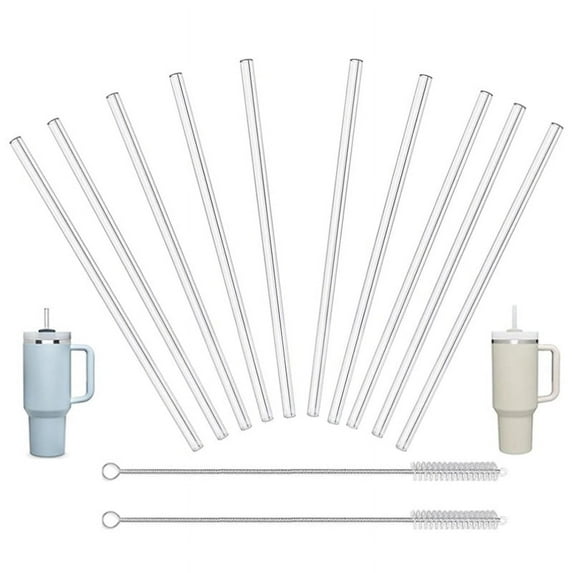 Straw for Stanley 40 oz Cup, Replacement Straw Compatible with Stanley Quencher Flowstate Tumbler Straws, 10 Reusable Straws with 1 Cleaning Brush, Tritan, Clear