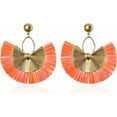 thumbnail image 1 of Straw Statement Tassel Earrings Hoop Tassel Bohemian Geometric Handmade Earrings for Women, 1 of 12