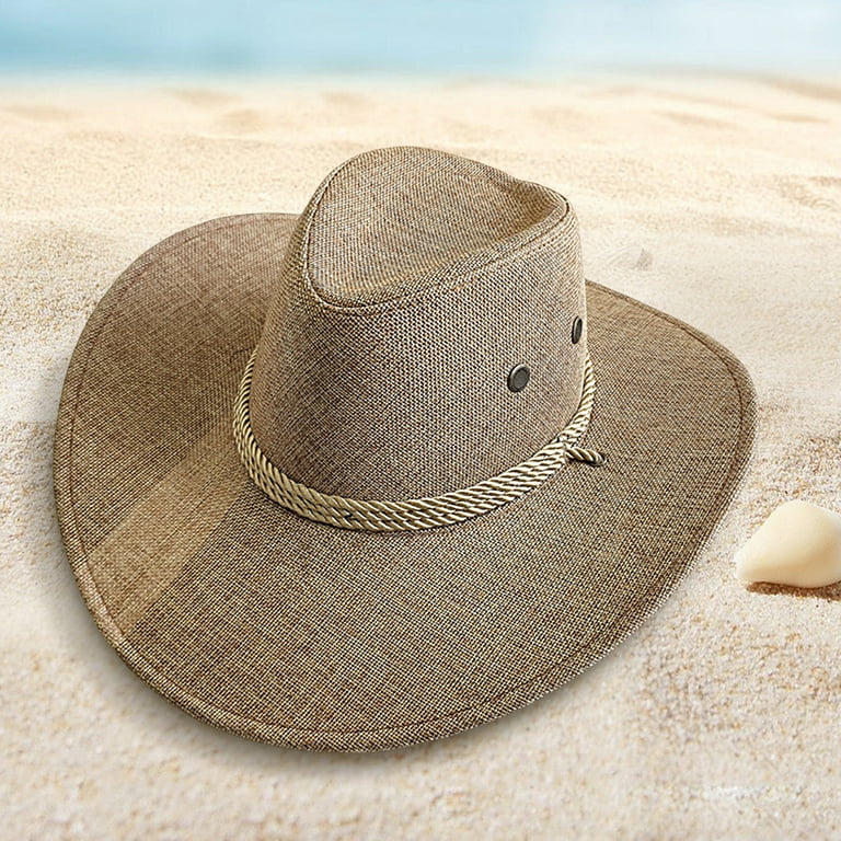 Straw Sun Hat Mens Cowboy Style Garden Hat UPF 50+ Wide Brim  display picture 1