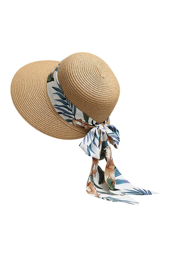 Straw Sun Hat For Women Foldable Floppy Straw Hat Wide Brim Summer Beach Hat With Bow Sun Hats For Women Outdoor Travel Holiday UPF 50+ Lightweight Summer Hat