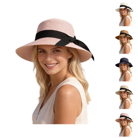 Straw Sun Hats for Women Summer Wide Brim Uv Protection Beach Hat Foldable Visor Floppy Hats