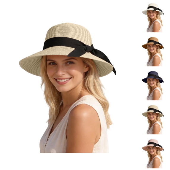 Straw Sun Hats for Women Summer Wide Brim Uv Protection Beach Hat Foldable Visor Floppy Hats