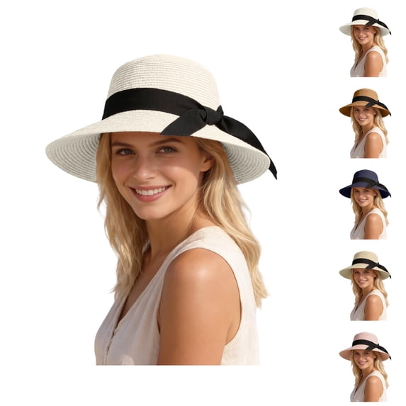 Straw Sun Hats for Women Summer Wide Brim Uv Protection Beach Hat Foldable Visor Floppy Hats