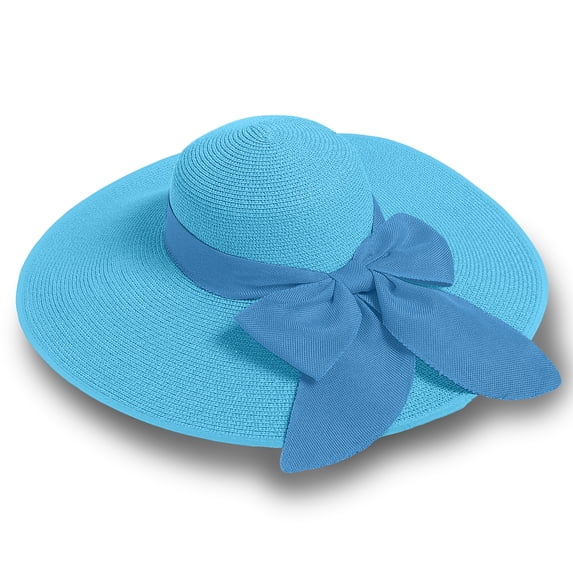 Straw Sun Summer Hat for Women, Female Wide Brim UPF 50+ UV Protection Bowknot Cap, Stylish Braid Visor, Ladies Foldable Roll Up Packable Floppy Beach Hat with Windproof Chin Strap,