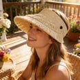 thumbnail image 1 of Straw Sun Visor Hat Wide Brim Foldable Summer Hat, Lightweight Breathable Beach Sun Hat For Women, UV Protection For Golf, Vacation, Pool, Travel, Outdoor Activities And Leisure, 1 of 6