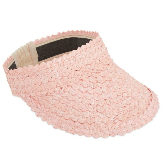 Straw Sun Visor Hat for Women, Wide Brim for Summer Beach UV Protection (Pink)