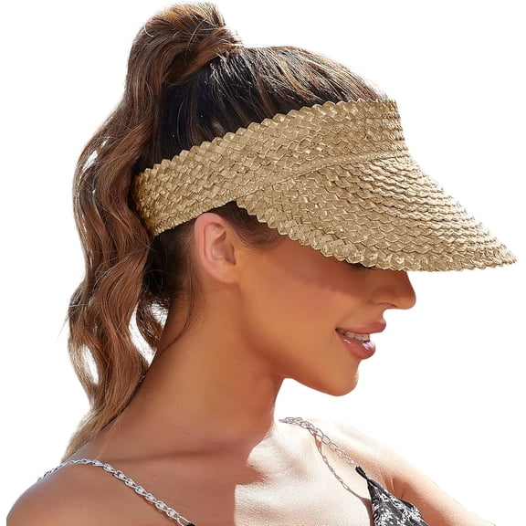 Straw Sun Visors & Hats for Women - Packable Beach Hats, Handmade, Sun Protection